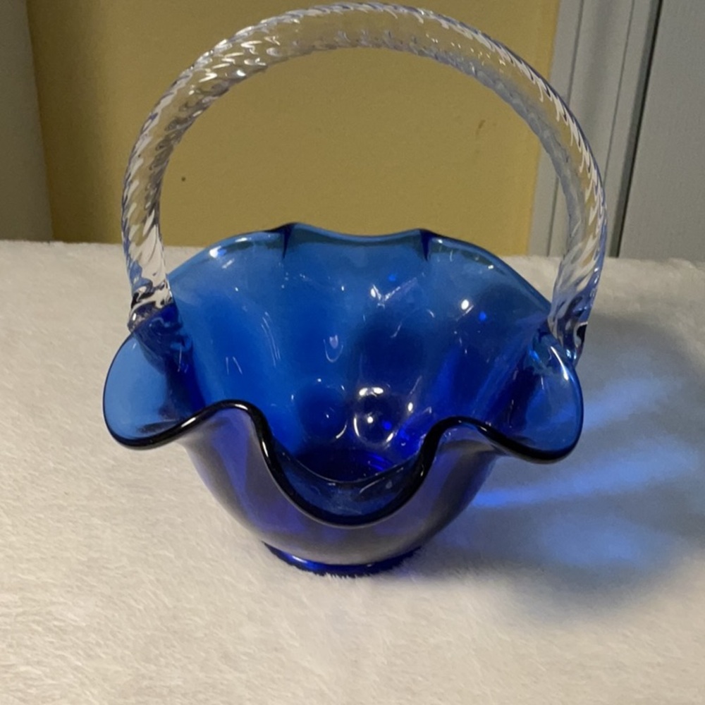 Fenton Blue Glass Art Collection with Organic Forms